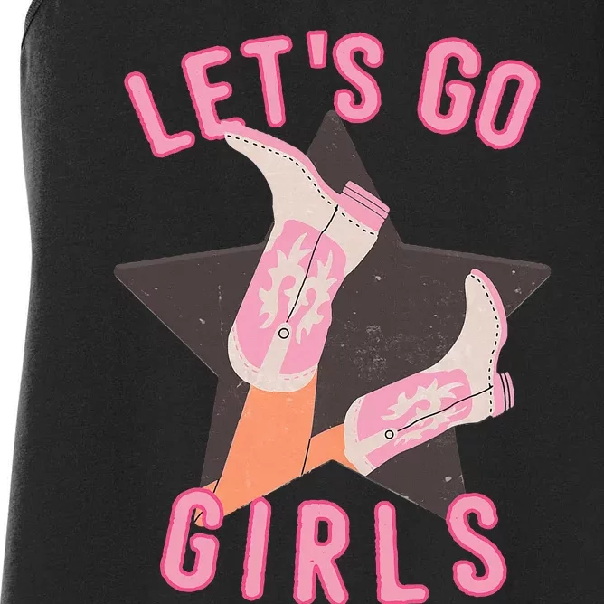 Western Lets Go Girl Bridal Bachelorette Party Matching Women's Racerback Tank