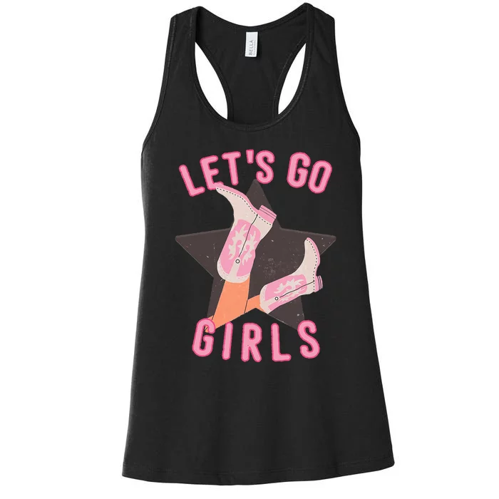 Western Lets Go Girl Bridal Bachelorette Party Matching Women's Racerback Tank