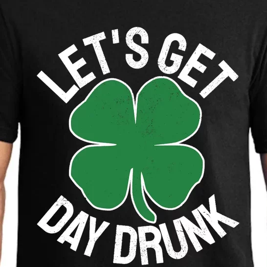 Wo LET'S GET DAY DRUNK Shamrock ST PATRICKS DAY Beer Irish V-Neck Pajama Set