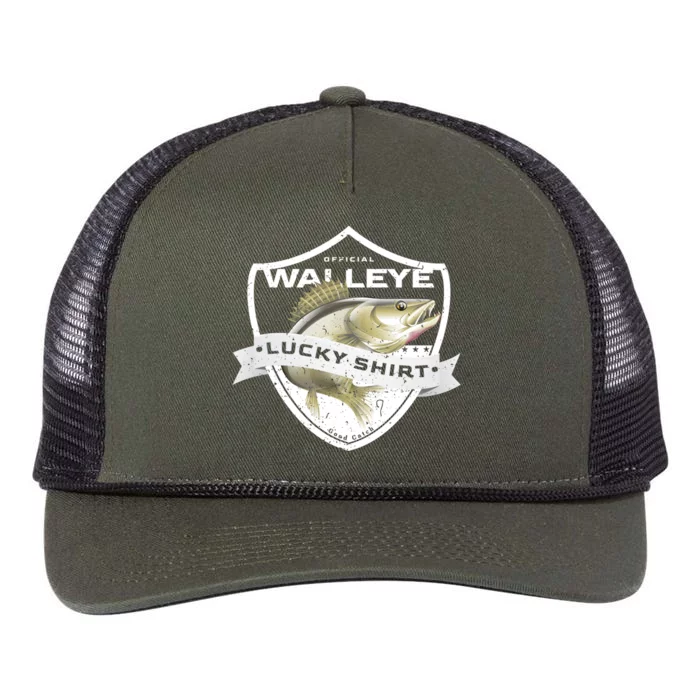 Walleye Lucky Gift Funny Accessories To Walleye Fishing Gift Retro Rope Trucker Hat Cap