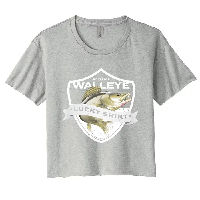 Walleye Lucky Gift Funny Accessories To Walleye Fishing Gift Women's Crop Top Tee