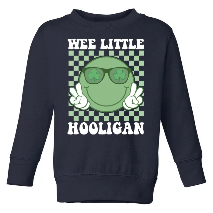 Wee Little Hooligan St Patricks Day Smile Retro Toddler Sweatshirt