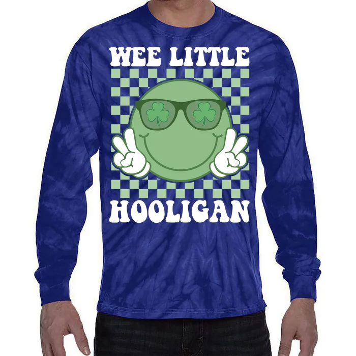 Wee Little Hooligan St Patricks Day Smile Retro Tie-Dye Long Sleeve Shirt