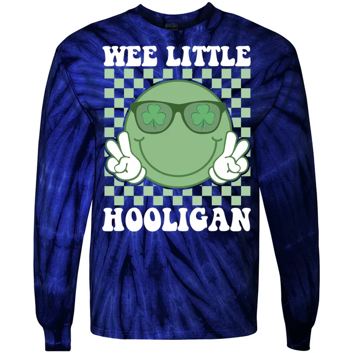 Wee Little Hooligan St Patricks Day Smile Retro Tie-Dye Long Sleeve Shirt