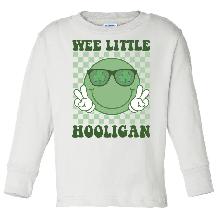 Wee Little Hooligan St Patricks Day Smile Retro Toddler Long Sleeve Shirt