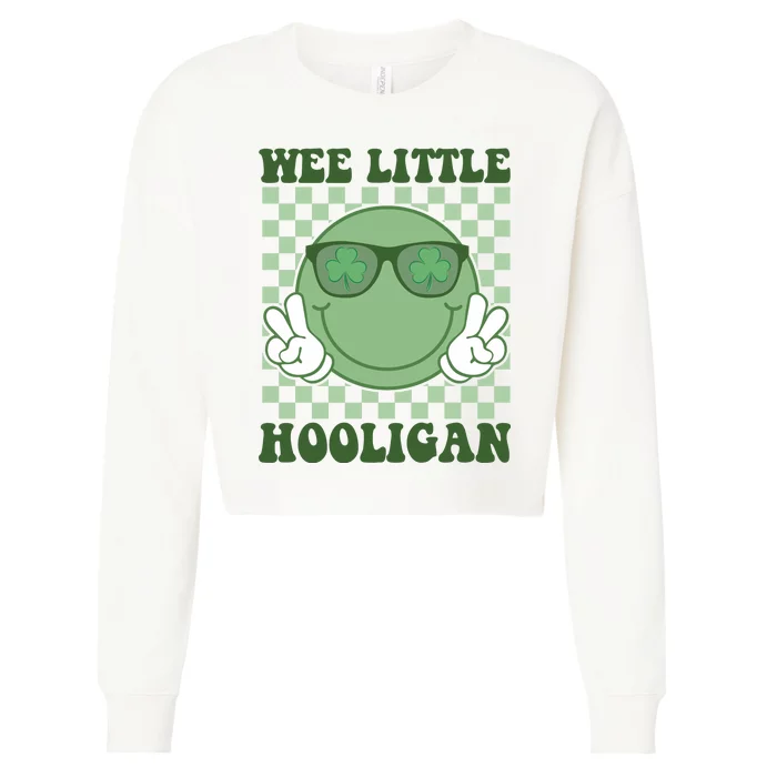 Wee Little Hooligan St Patricks Day Smile Retro Cropped Pullover Crew