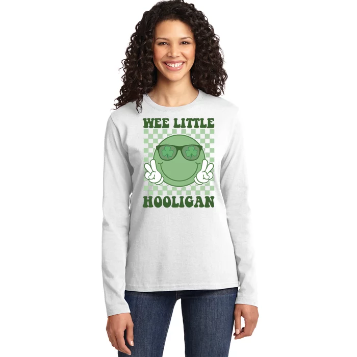 Wee Little Hooligan St Patricks Day Smile Retro Ladies Long Sleeve Shirt