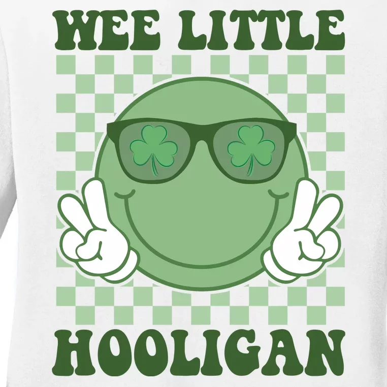 Wee Little Hooligan St Patricks Day Smile Retro Ladies Long Sleeve Shirt