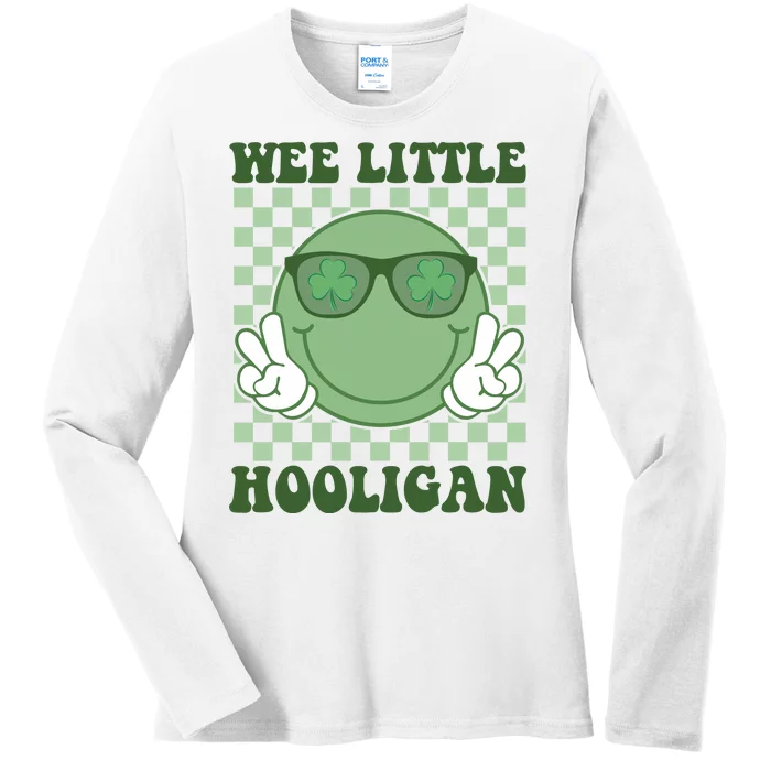 Wee Little Hooligan St Patricks Day Smile Retro Ladies Long Sleeve Shirt