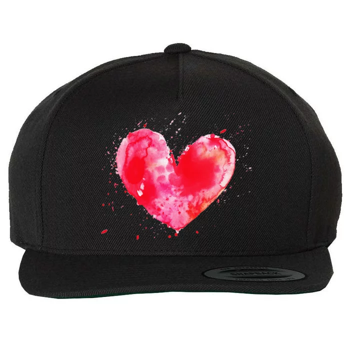 Watercolor Love Heart Graphic Valentine's Day Women Wool Snapback Cap