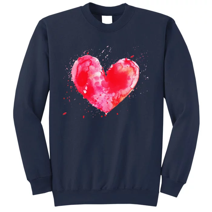 Watercolor Love Heart Graphic Valentine's Day Women Sweatshirt