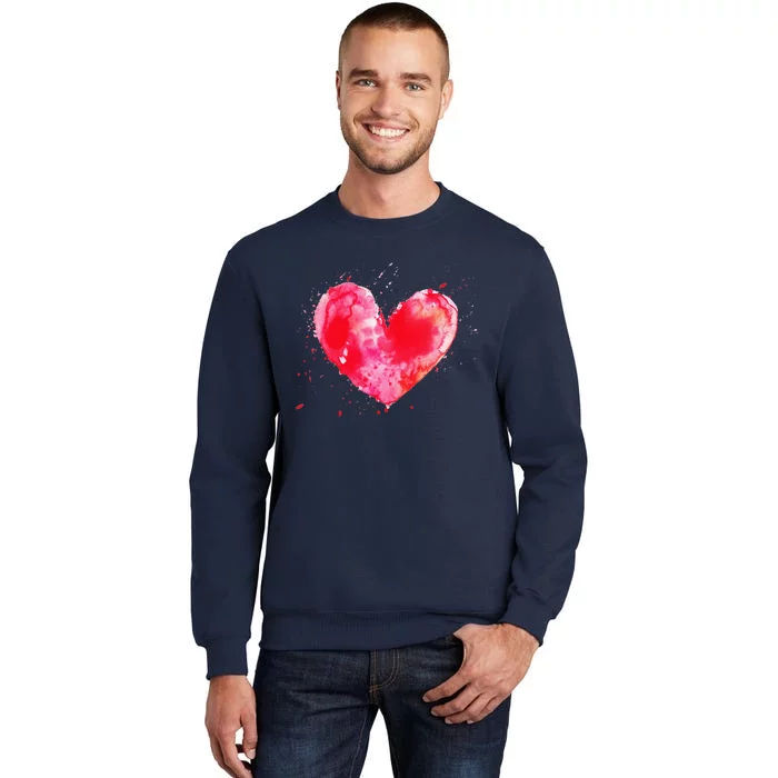 Watercolor Love Heart Graphic Valentine's Day Women Tall Sweatshirt