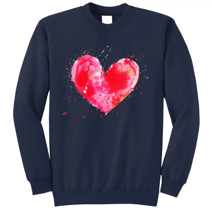 Watercolor Love Heart Graphic Valentine's Day Women Tall Sweatshirt