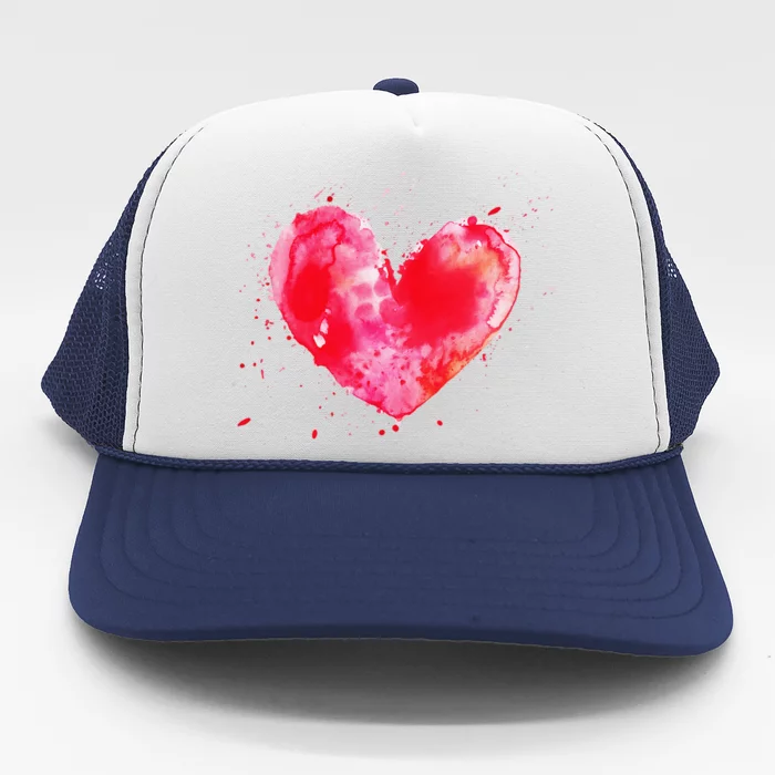 Watercolor Love Heart Graphic Valentine's Day Women Trucker Hat