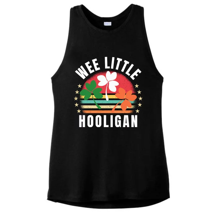 Wee Little Hooligan Funny Clovers St PatrickS Day Retro Ladies Tri-Blend Wicking Tank