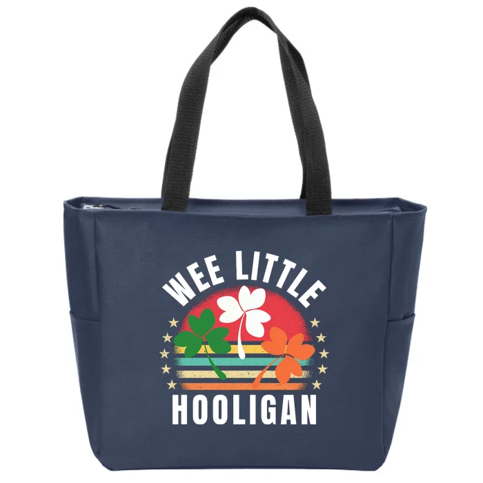 Wee Little Hooligan Funny Clovers St PatrickS Day Retro Zip Tote Bag