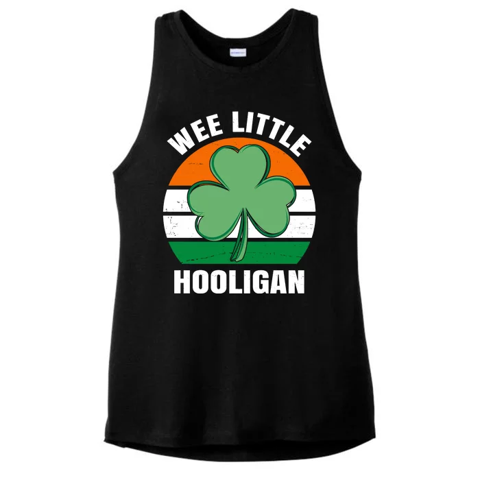 Wee Little Hooligan St Patricks Day Clover Ladies Tri-Blend Wicking Tank