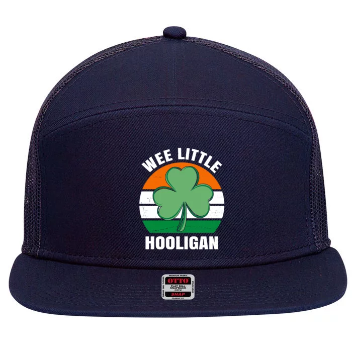 Wee Little Hooligan St Patricks Day Clover 7 Panel Mesh Trucker Snapback Hat