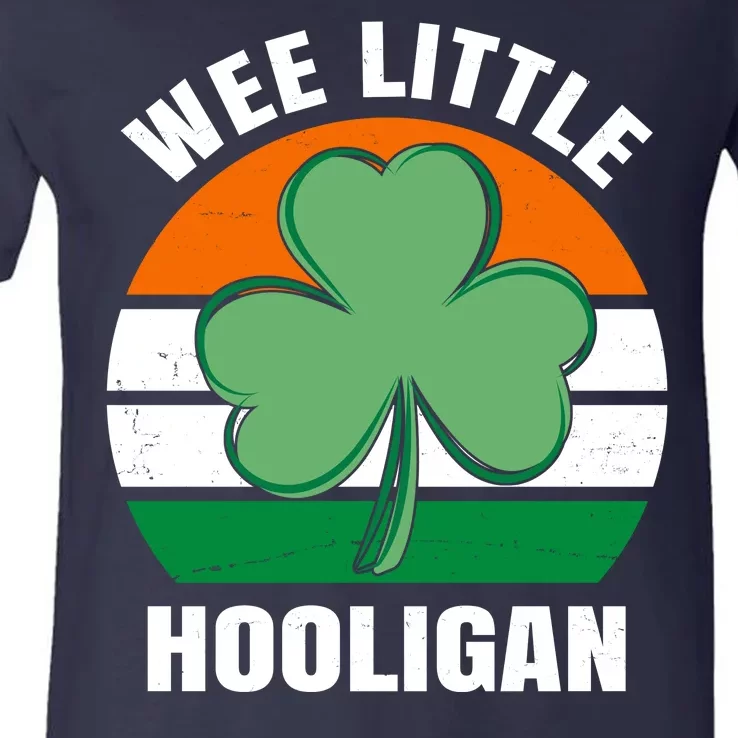 Wee Little Hooligan St Patricks Day Clover V-Neck T-Shirt