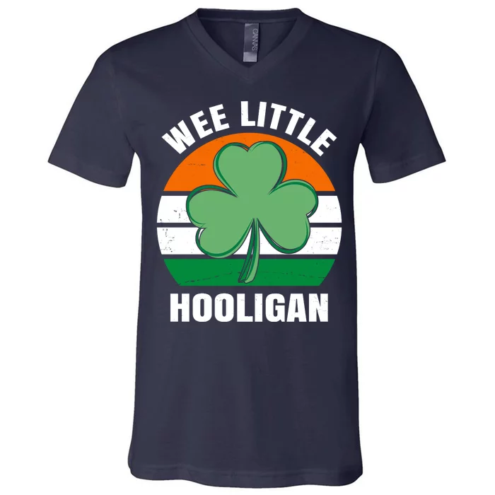 Wee Little Hooligan St Patricks Day Clover V-Neck T-Shirt