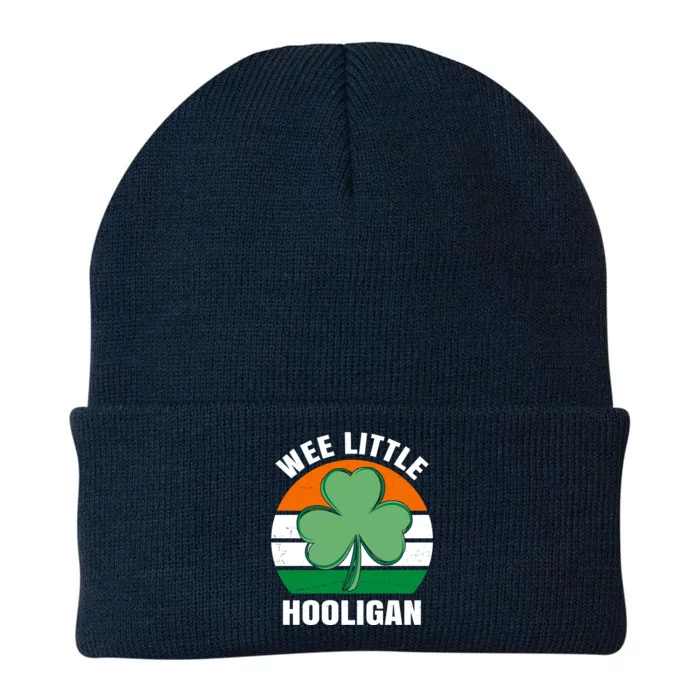 Wee Little Hooligan St Patricks Day Clover Knit Cap Winter Beanie