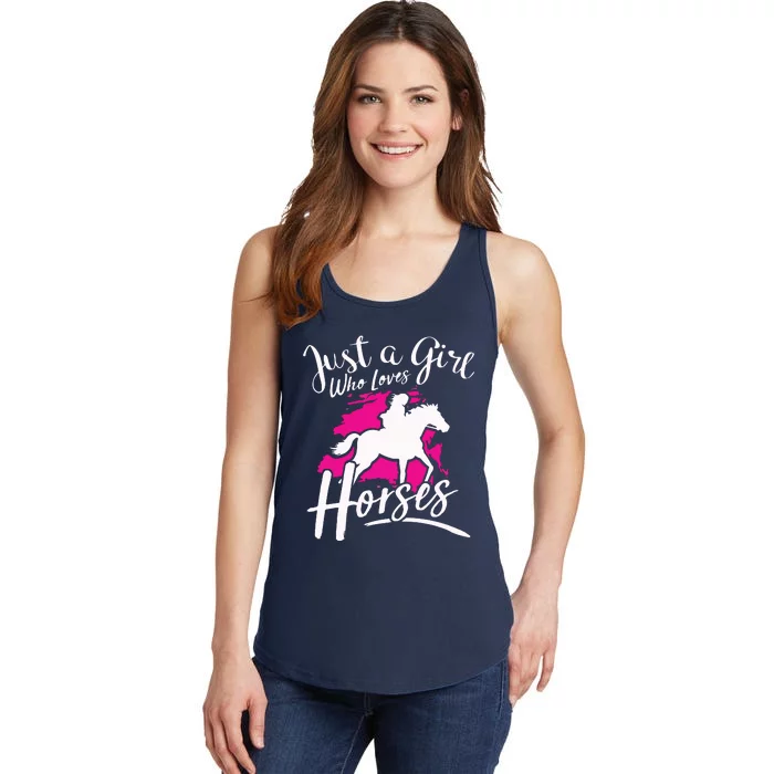 Who Loves Horses Riding Equestrian Ladies Essential Tank