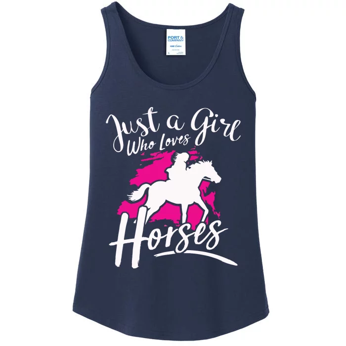 Who Loves Horses Riding Equestrian Ladies Essential Tank