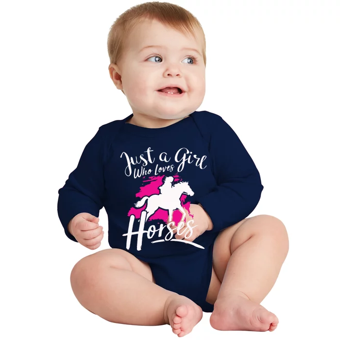 Who Loves Horses Riding Equestrian Baby Long Sleeve Bodysuit