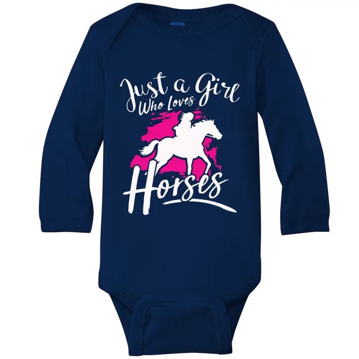 Who Loves Horses Riding Equestrian Baby Long Sleeve Bodysuit