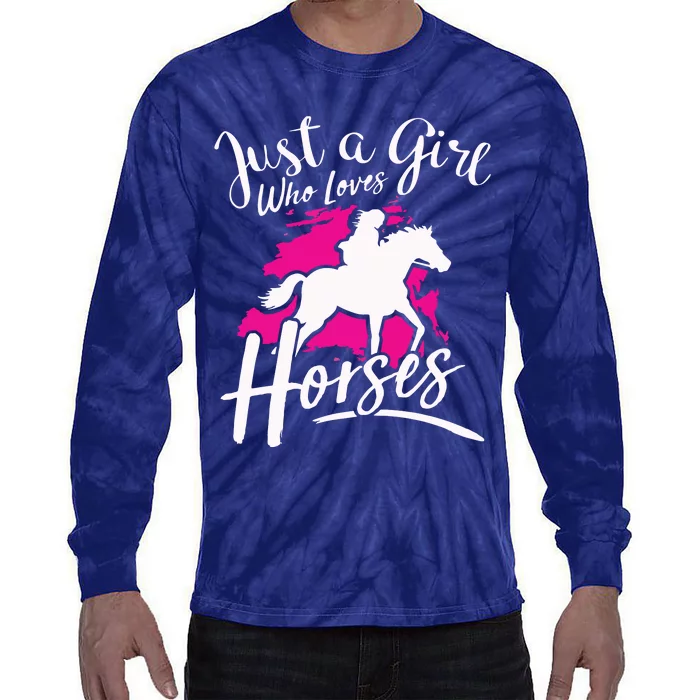 Who Loves Horses Riding Equestrian Tie-Dye Long Sleeve Shirt