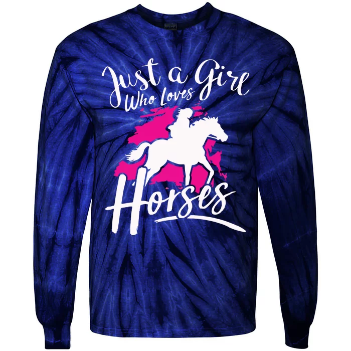 Who Loves Horses Riding Equestrian Tie-Dye Long Sleeve Shirt