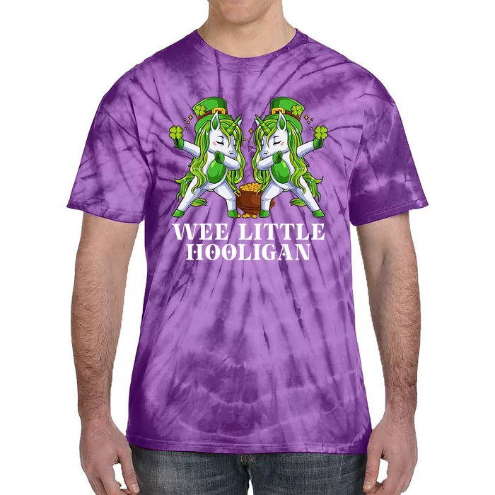 Wee Little Hooligan Unicorn Dabbing Dance Funny Cute Saint Patrick's Day Tie-Dye T-Shirt