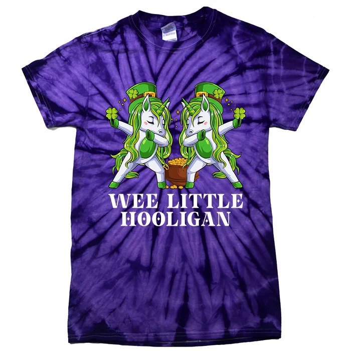 Wee Little Hooligan Unicorn Dabbing Dance Funny Cute Saint Patrick's Day Tie-Dye T-Shirt