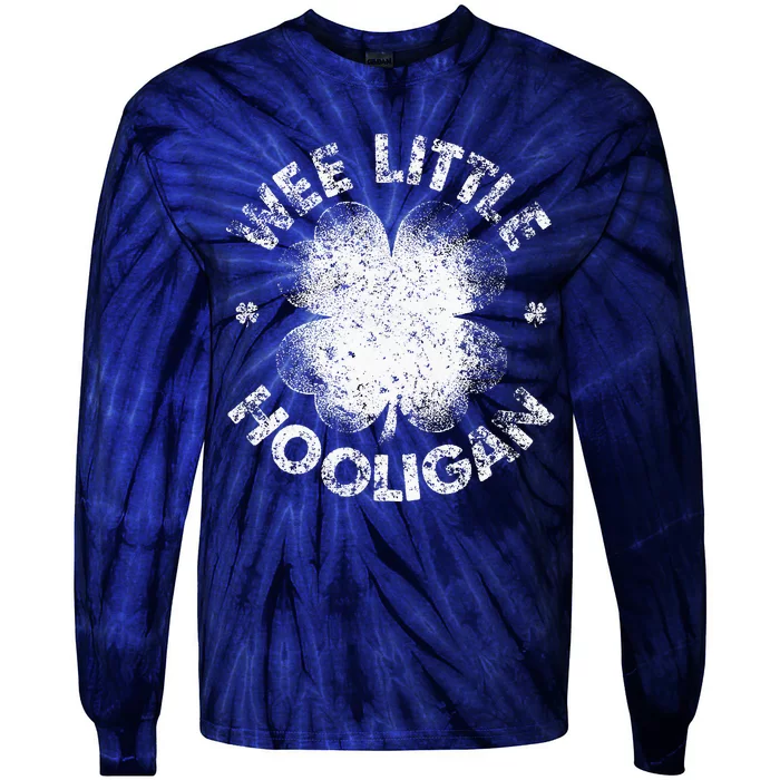 Wee Little Hooligan Funny St Patrick's Day Shamrock Tie-Dye Long Sleeve Shirt