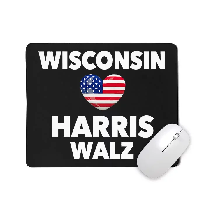 Wisconsin Loves Harris Walz America Us Election Democrat Mousepad