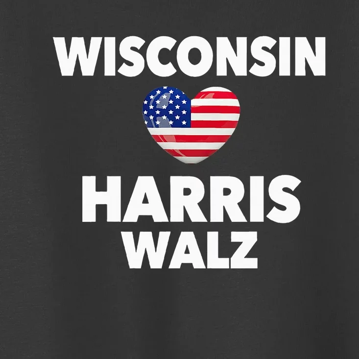 Wisconsin Loves Harris Walz America Us Election Democrat Toddler T-Shirt