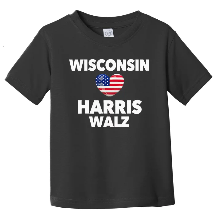 Wisconsin Loves Harris Walz America Us Election Democrat Toddler T-Shirt