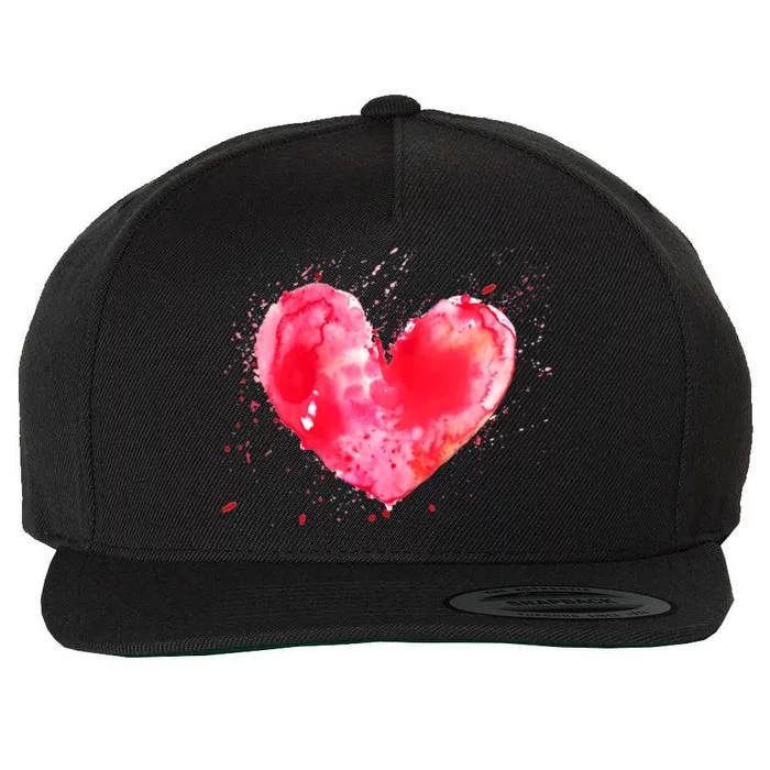 Watercolor Love Heart Graphic Valentine's Day Gift Wool Snapback Cap