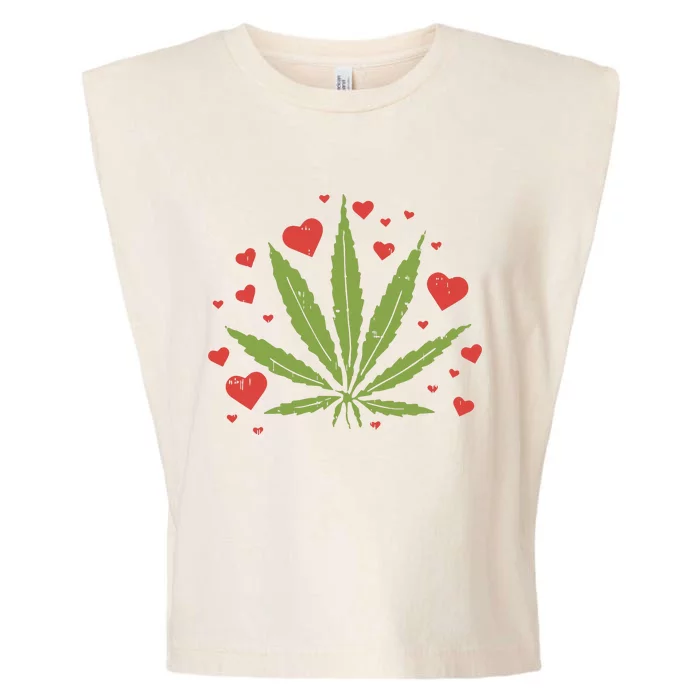 Weed Love Hearts Marijuana Cannabis Pothead 420 Gift Garment-Dyed Women's Muscle Tee