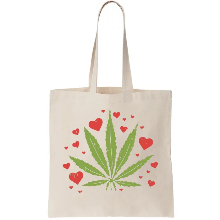 Weed Love Hearts Marijuana Cannabis Pothead 420 Gift Tote Bag