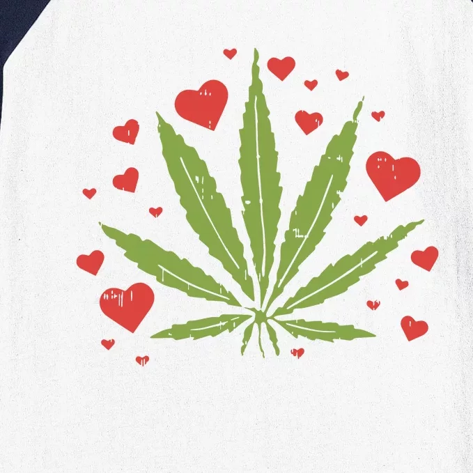 Weed Love Hearts Marijuana Cannabis Pothead 420 Gift Baseball Sleeve Shirt