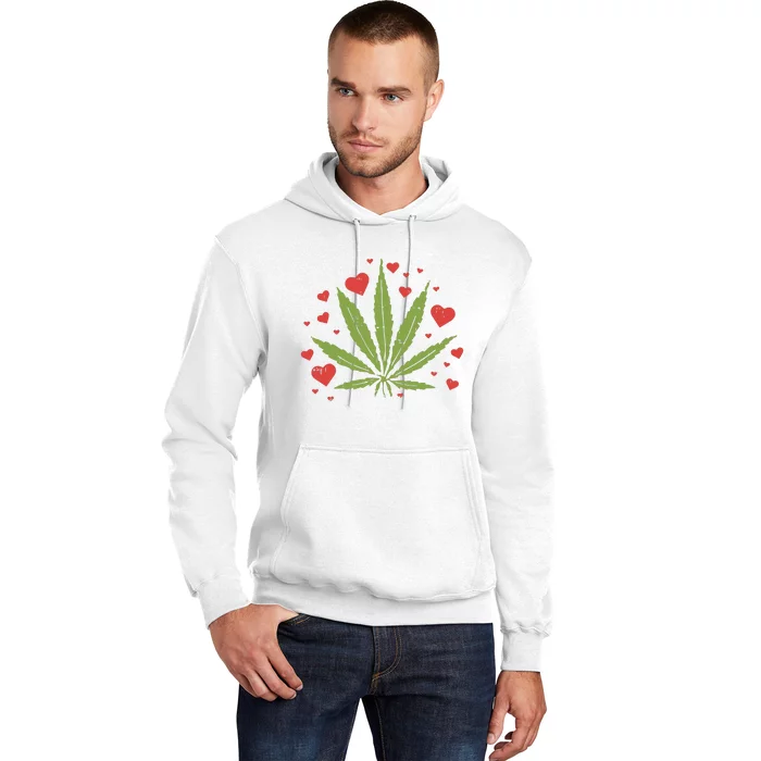 Weed Love Hearts Marijuana Cannabis Pothead 420 Gift Hoodie