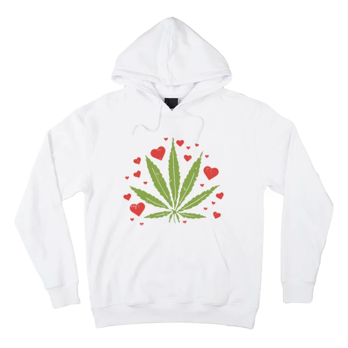 Weed Love Hearts Marijuana Cannabis Pothead 420 Gift Hoodie