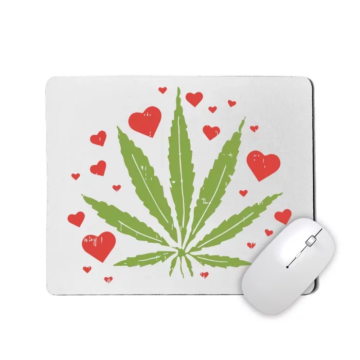 Weed Love Hearts Marijuana Cannabis Pothead 420 Gift Mousepad