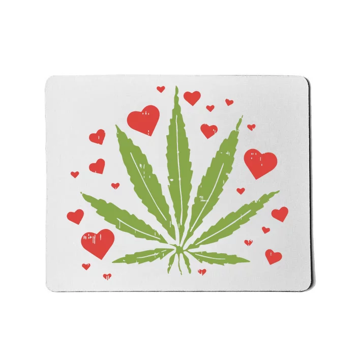 Weed Love Hearts Marijuana Cannabis Pothead 420 Gift Mousepad