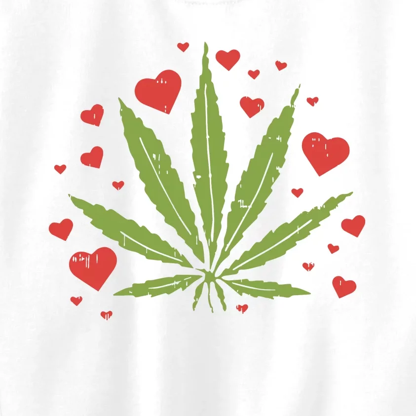 Weed Love Hearts Marijuana Cannabis Pothead 420 Gift Kids Sweatshirt