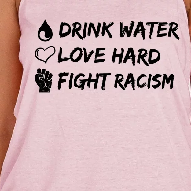 Water Love Hard Fight Racism Cute Gift Cute Gift Women's Knotted Racerback Tank