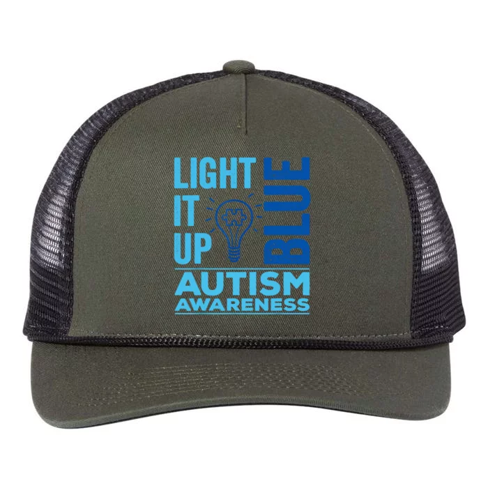 Women Light It Up Blue Autism Awareness Autistic Gift Retro Rope Trucker Hat Cap