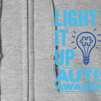 Women Light It Up Blue Autism Awareness Autistic Gift Full Zip Hoodie