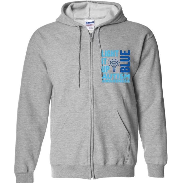 Women Light It Up Blue Autism Awareness Autistic Gift Full Zip Hoodie